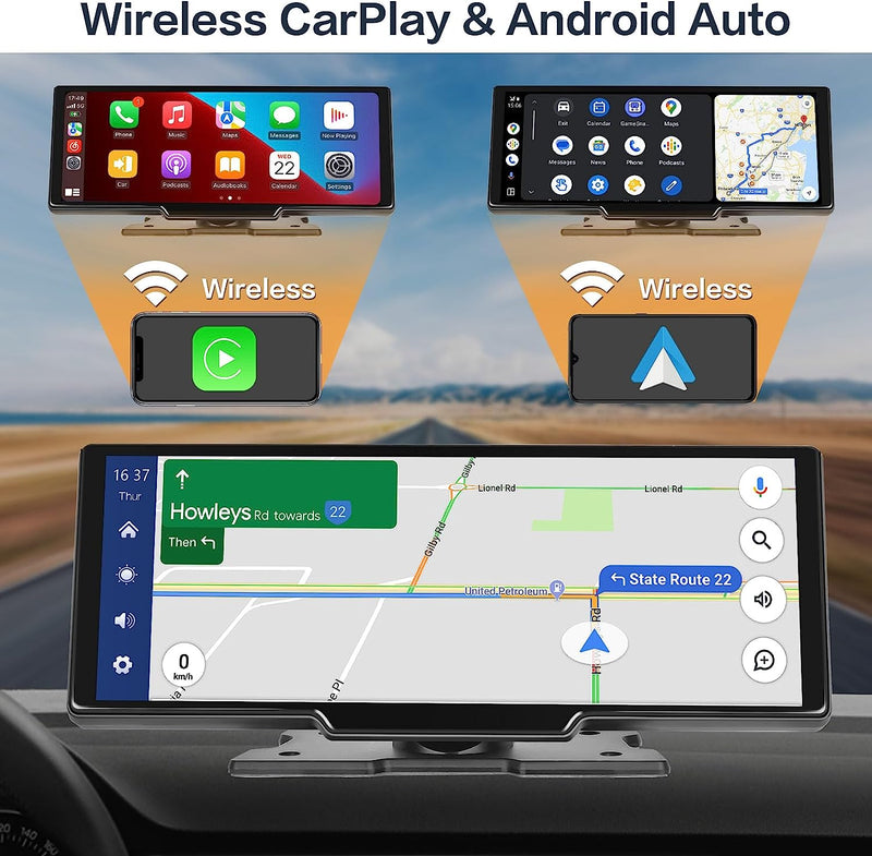 Wireless Apple Car Play Car Stereo BT with 9.3 Inch Touchscreen, Portable Android Auto Car Radio with FM Transmitter Voice Control AUX Cable for Cars Trucks